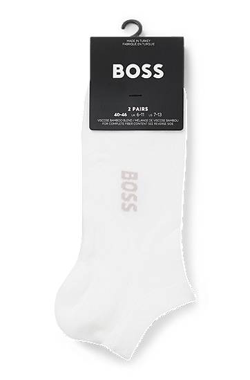 Nogavice BOSS Two-pack Ankle Socks in Bamboo Blend Bela | 50538188, 1