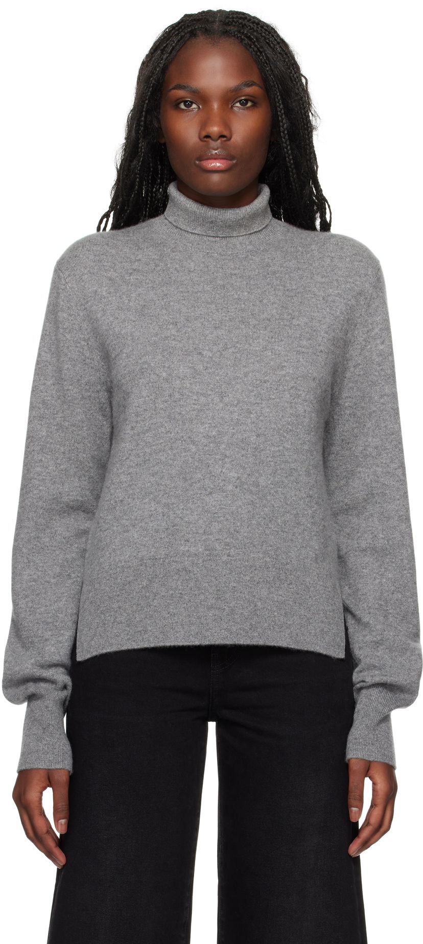 Pleteni pulover TOTEME TOTEME Cropped Turtleneck Sweater Siva | 244-WRT0405-YA0016
