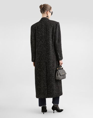 Plašči Dolce & Gabbana Dolce & Gabbana Oversized Double-breasted Wool Blend Chevron Coat Črna | F0GHHTFCZADS8031, 2