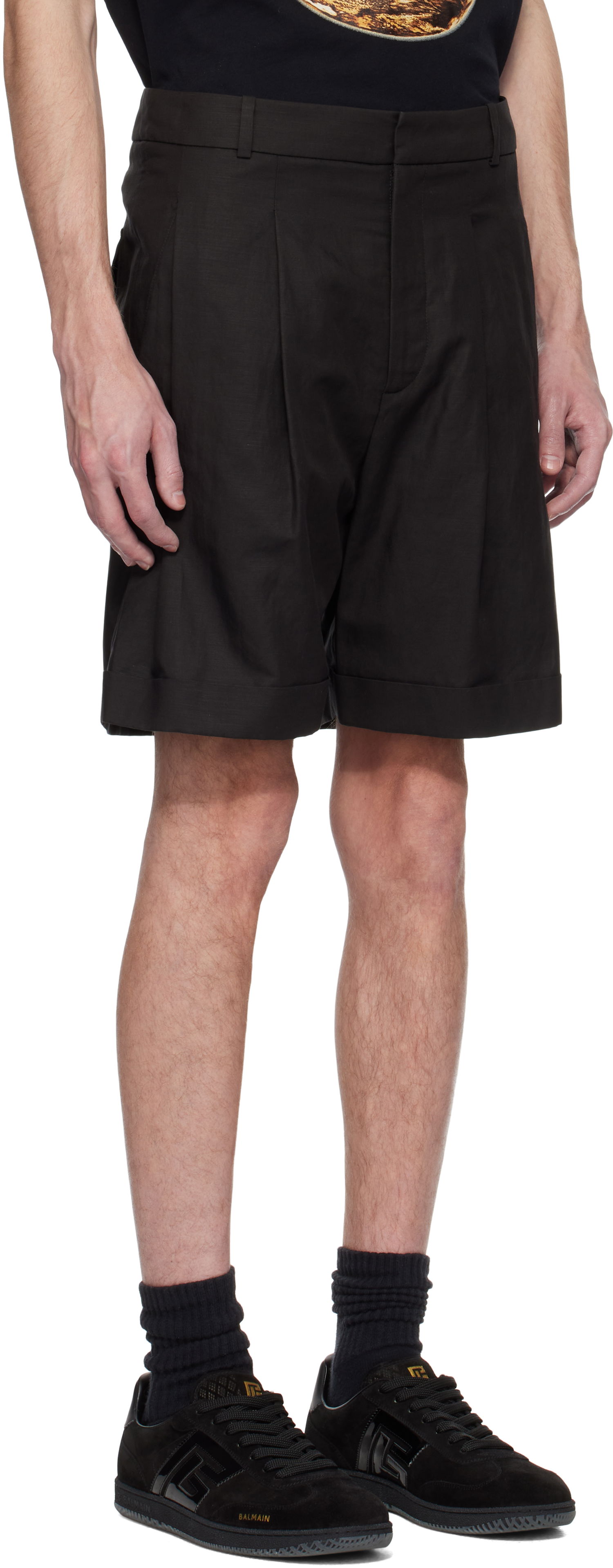 Kratke hlače Balmain Balmain Pleated Bermuda Shorts Črna | EH0PB007VE90, 1
