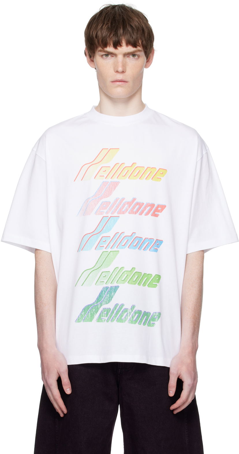 Majica We11done Multi Rainbow Logo T-Shirt Bela | WD-TT2-25-755-U-WH