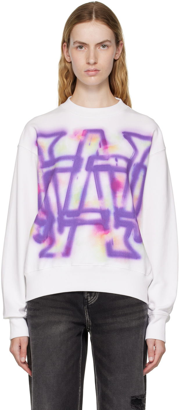 Pleteni pulover We11done We11done Rainbow Symbol Sweatshirt Bela | WD-TS3-22-829-U-WH