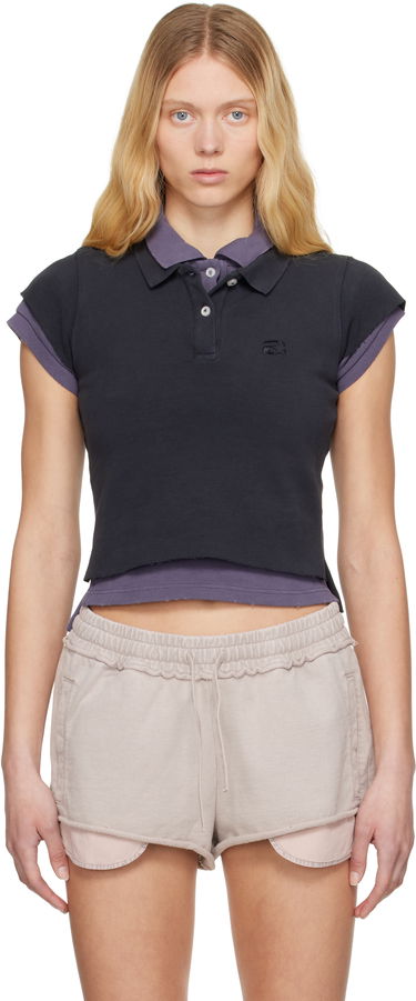Polo majica Alexander Wang alexanderwang.t Layered Shrunken Polo Črna | 4CC2251552, 0