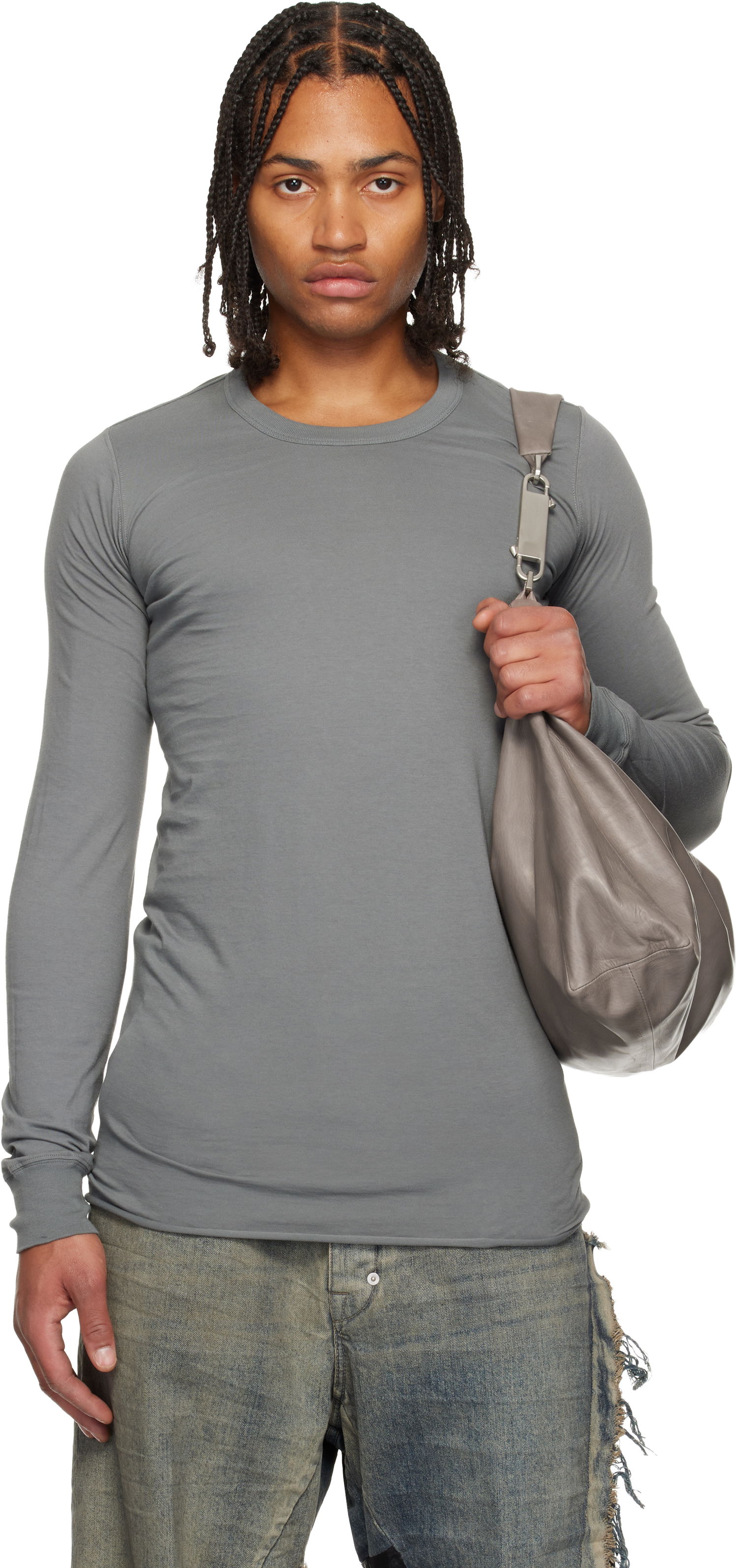 Majica Rick Owens Concordians Basic LS T-shirt Siva | RU02E1252 JA, 0