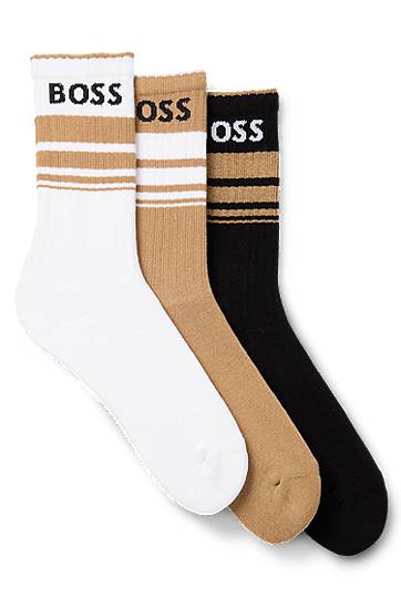 Nogavice BOSS Three-Pack of Short Striped Socks with Logos Večbarvna | 50515143, 0