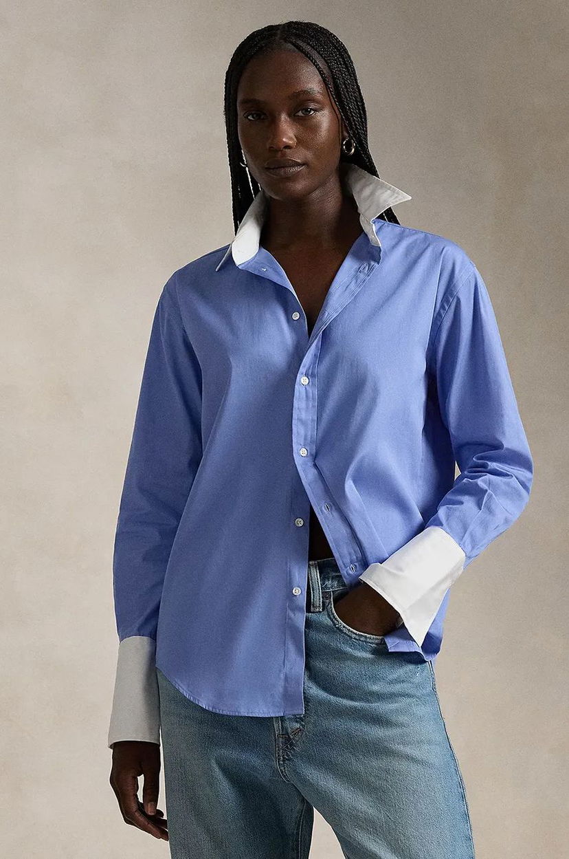 Srajce Polo by Ralph Lauren Relaxed Fit Shirt With Classic Collar Modra | 211891426