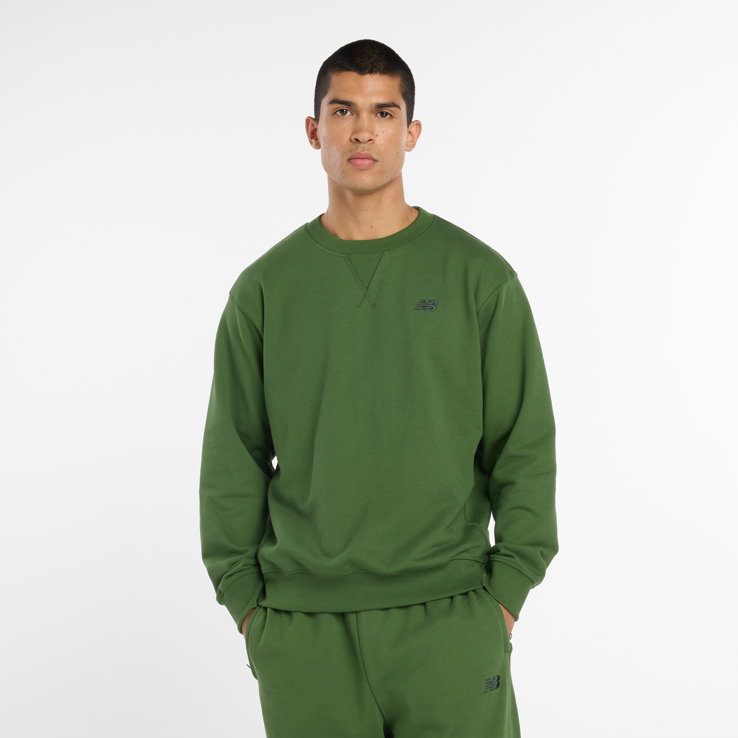 Pulover New Balance Crewneck Sweatshirt Zelena | NBMT41506DAE, 0