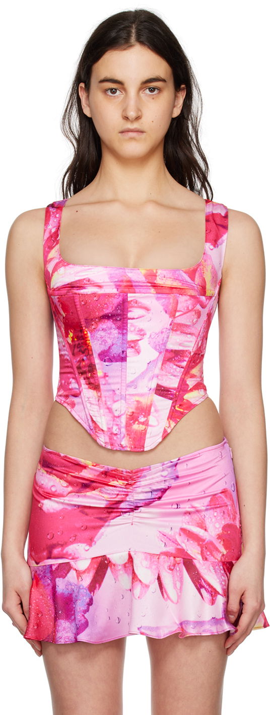 Krila Miaou Miaou Campbell Floral Print Corset Top Roza | 7020SS4DYR