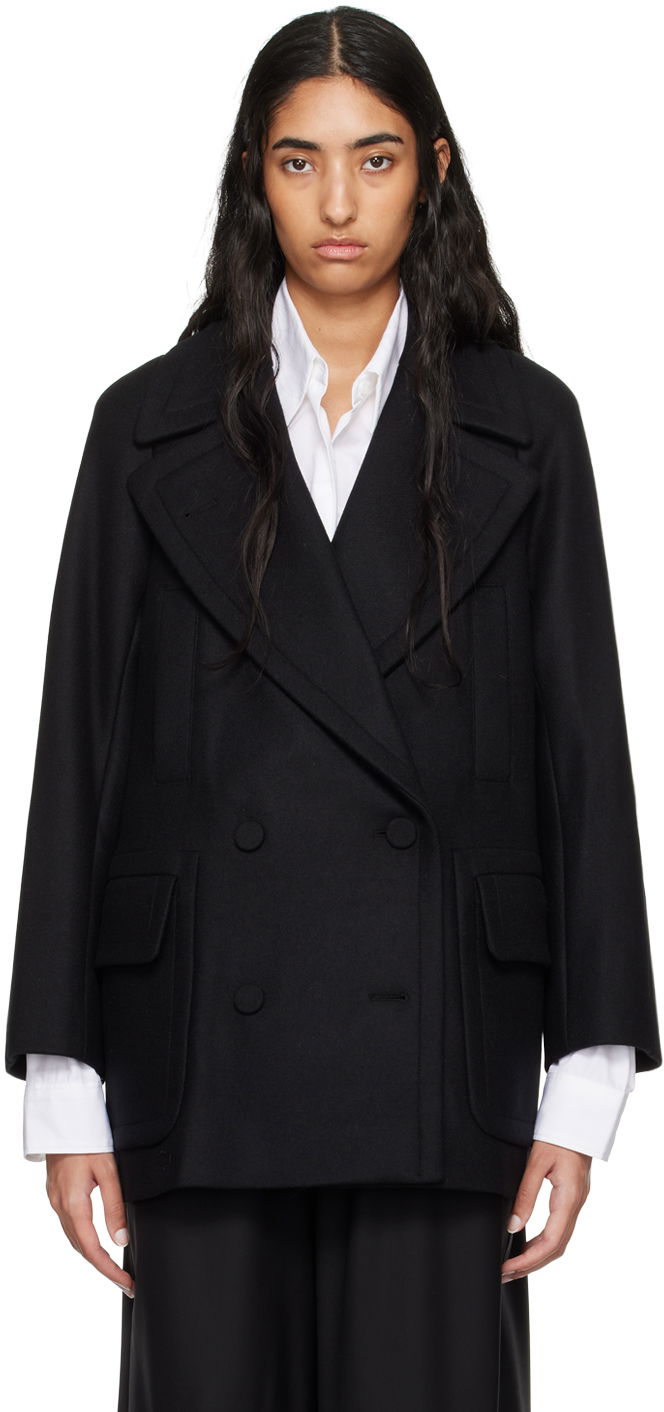 Plašči Dries Van Noten Black Wool Coat Črna | 242-010206-9223