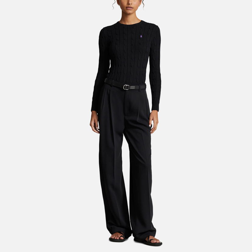 Oblačila in dodatki Polo by Ralph Lauren Polo Ralph Lauren Baumwoll-Rundhalspullover mit Zopfmuster - Black - L Črna | 211891640011