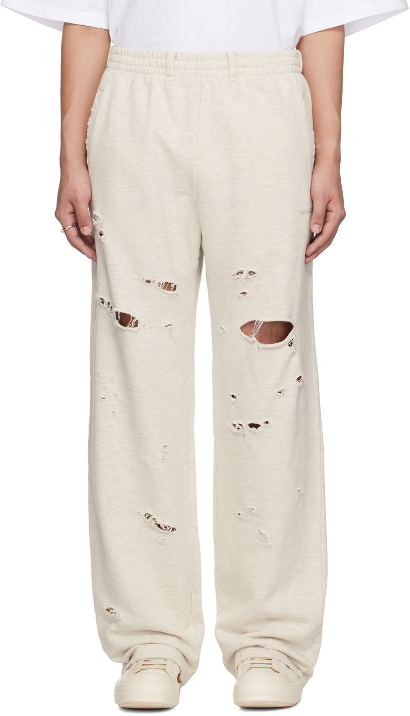 Trenirka We11done We11done Destroyed Jersey Jogger Sweatpants Bež | WD-TA0-25-726-U-MG