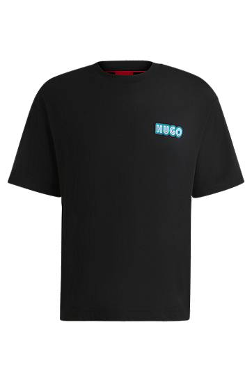 Majica BOSS HUGO Cotton-Jersey T-Shirt with Logo Artwork Črna | 50538512