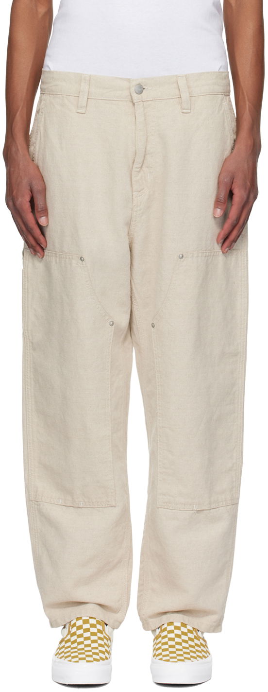 Cargo hlače Carhartt WIP Linen Double Knee Trousers Bež | I033580