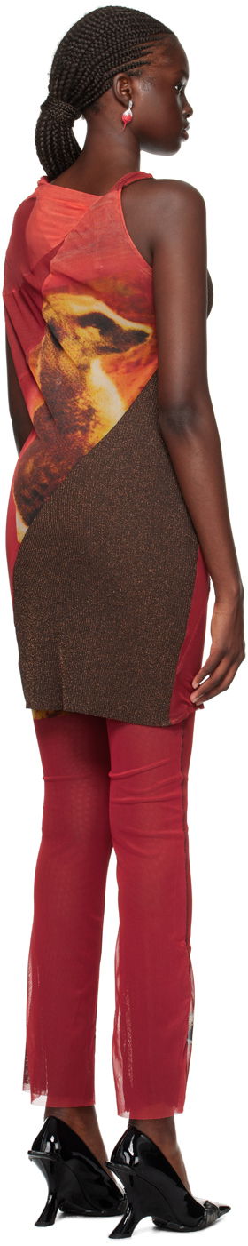 Obleke Ottolinger Ottolinger Cat Print Mesh Mini Dress Rdeča | 102601, 2