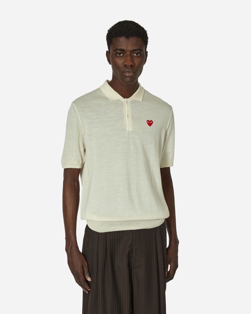 Polo majica Comme des Garçons Red Heart Polo Sweater Off White Bela | P1N094 6