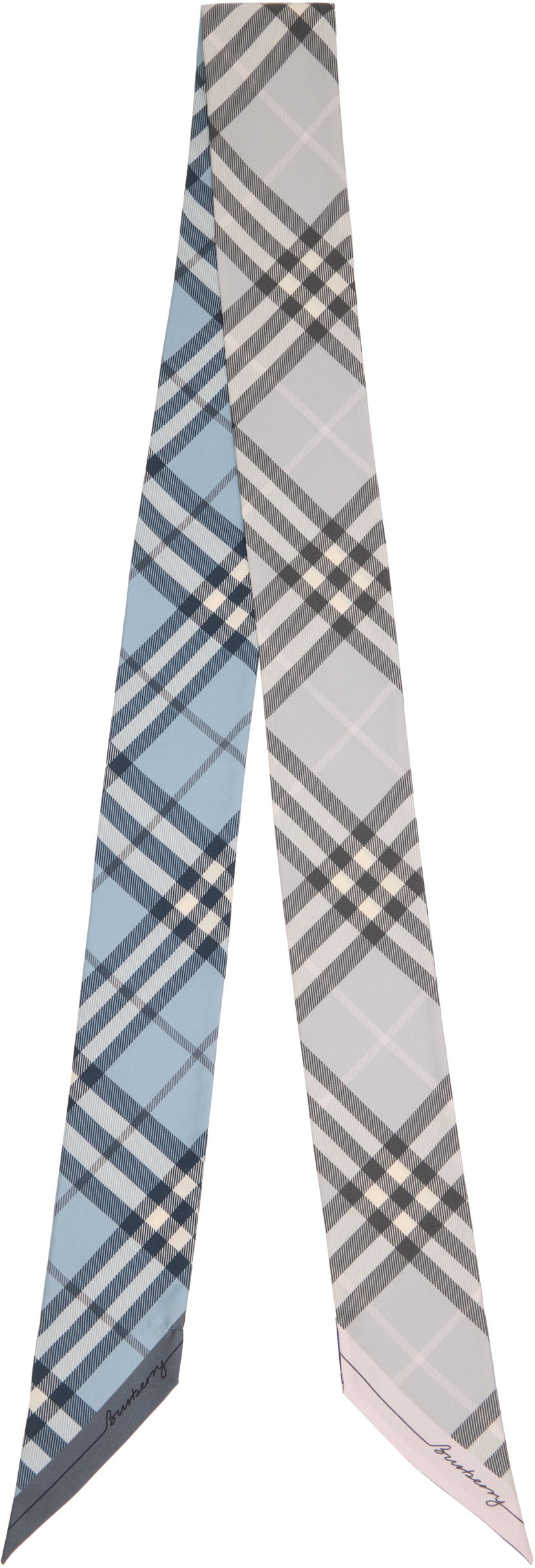 Šala Burberry Burberry Skinny Contrast Check Silk Scarf Modra | 8110365