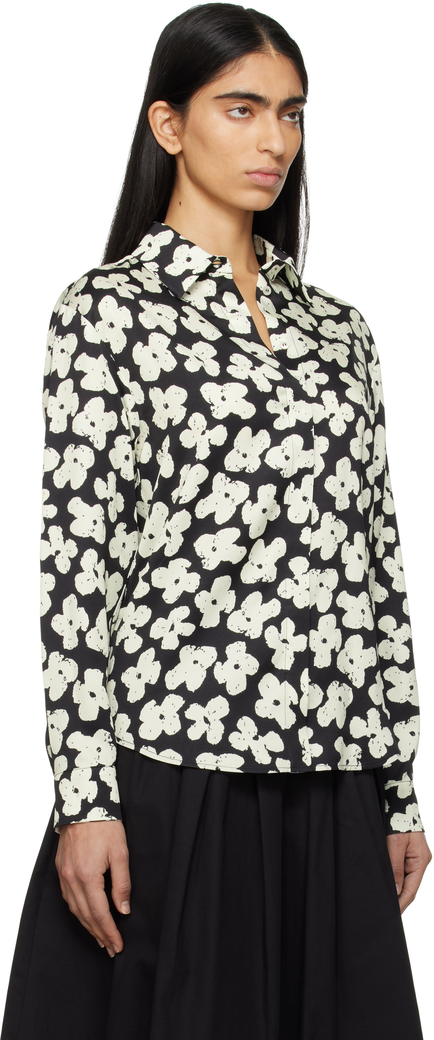 Srajce MSGM MSGM Floral Print Shirt Črna | 3841MDE24 257151, 1