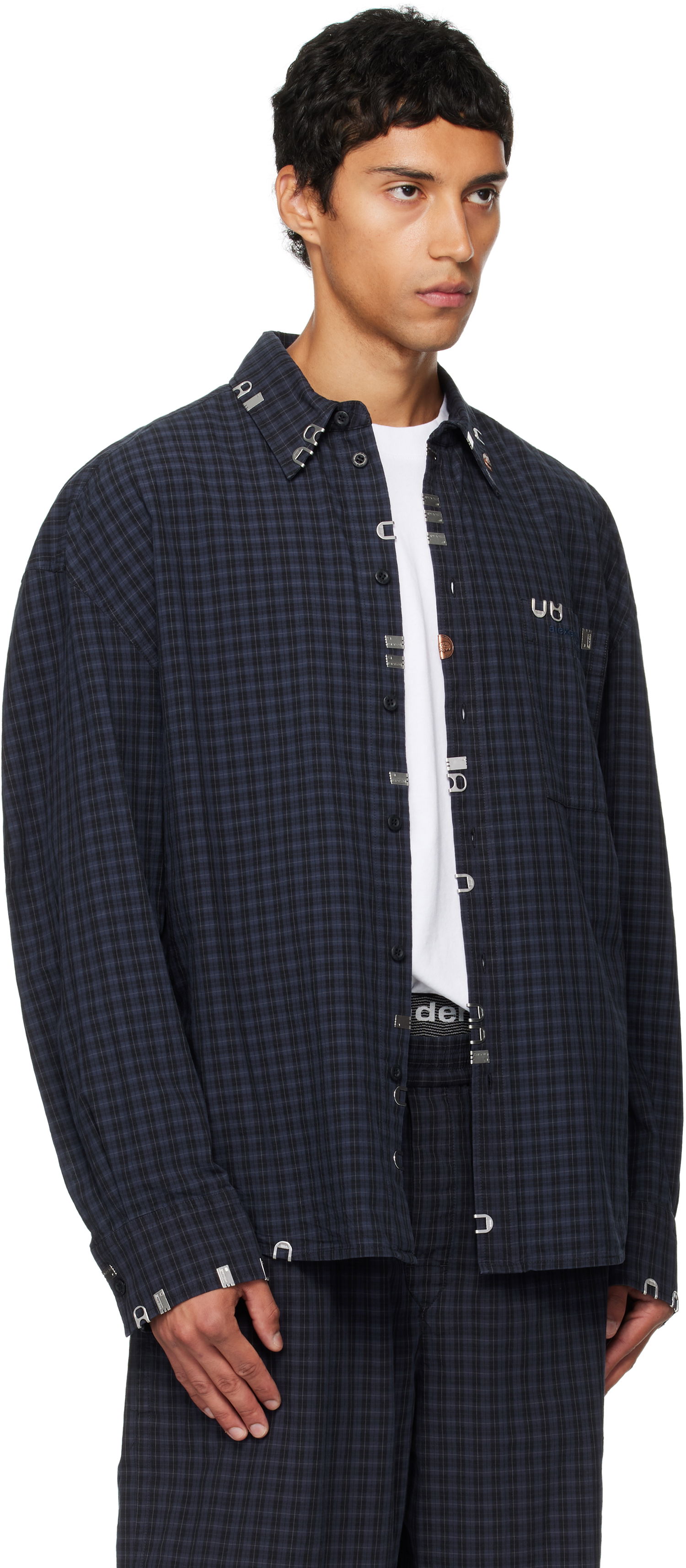 Srajce Alexander Wang Alexander Wang Boxy Check Shirt Mornarica | 6WC3251093, 1