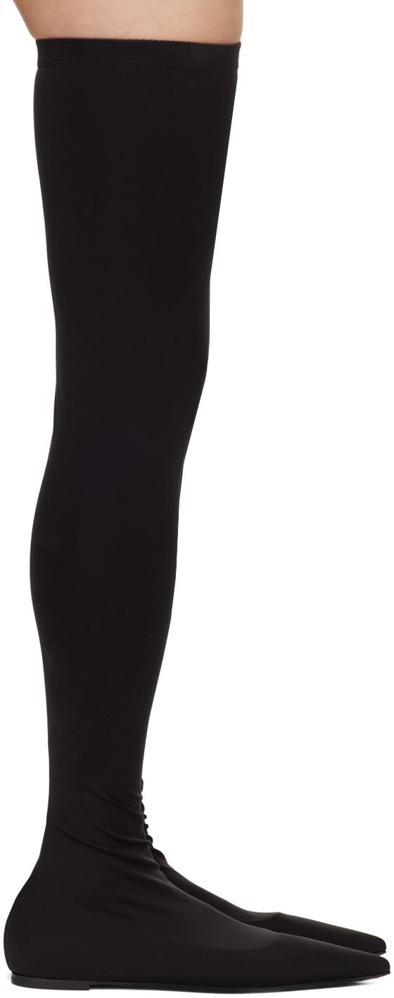 Superge in čevlji Dolce & Gabbana Stretch Jersey Thigh-High Flats Črna | CU1115 AV590