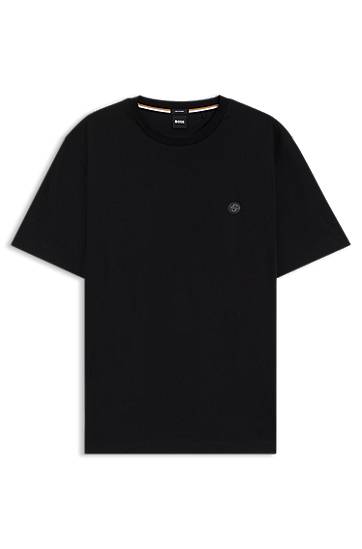 Majica BOSS Regular Fit Cotton T-Shirt with Double B Monogram Črna | 50520298