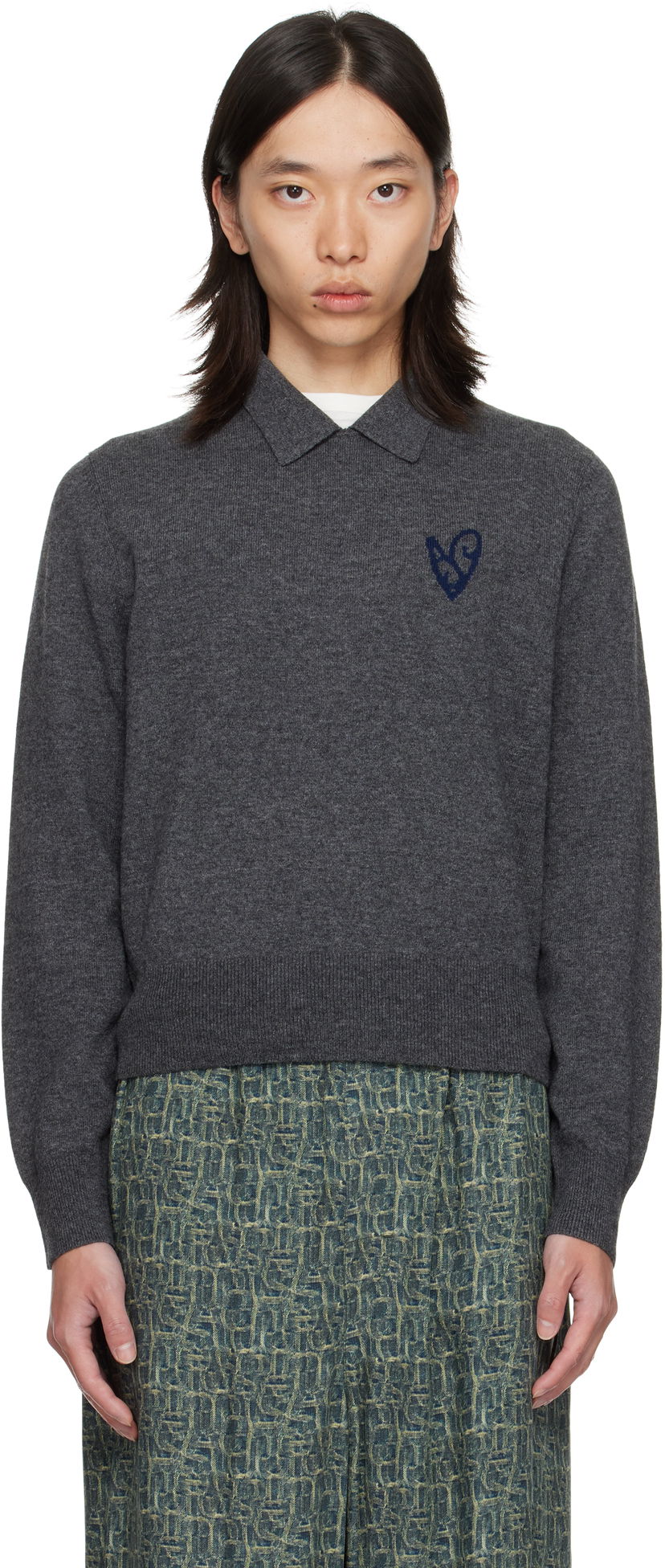 Pleteni pulover Acne Studios Acne Studios Yak Wool Polo Sweater Siva | B60380-