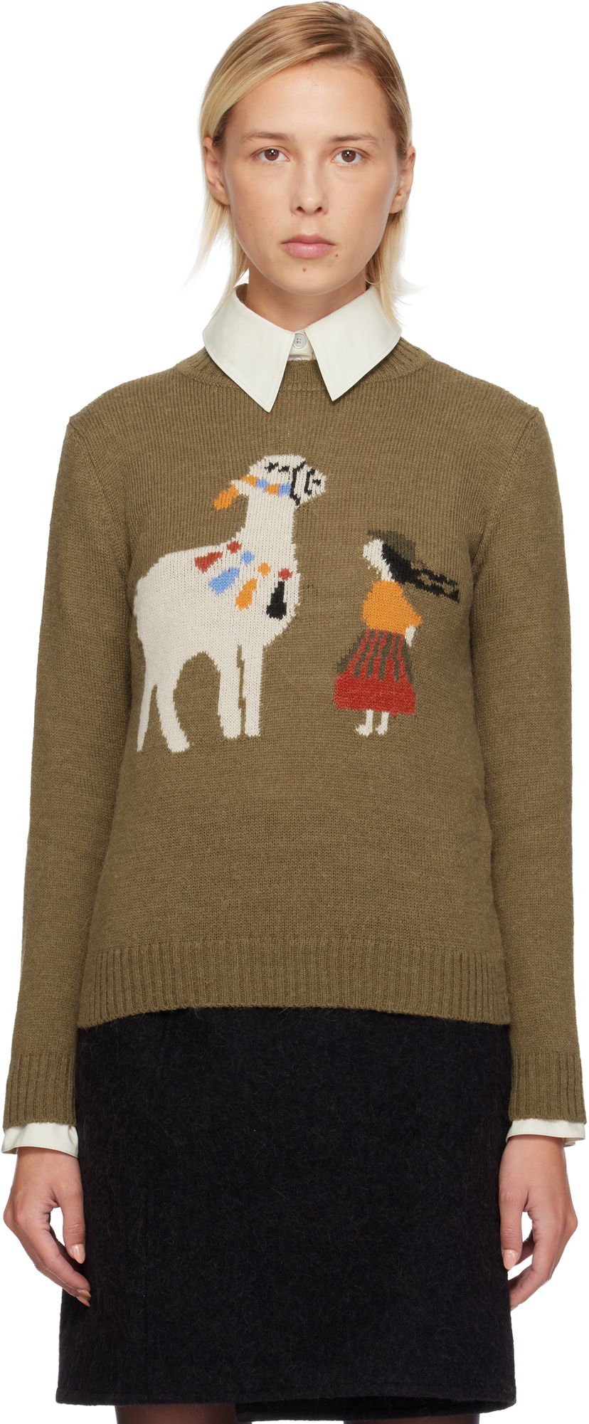 Pleteni pulover Max Mara Weekend Nitra Knit Graphic Sweater Zelena | 2525366292600