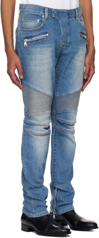 Kavbojke Balmain Balmain Slim-Fit Biker Jeans Modra | EH1MG115DF44, 1