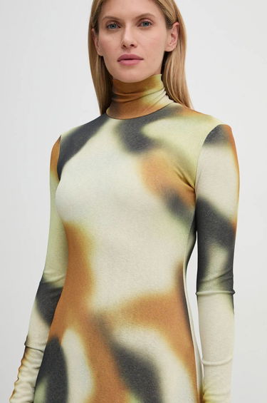 Obleke Nanushka Maxi Abstract Print Turtleneck Dress Bež | NW24FWDR32976, 3