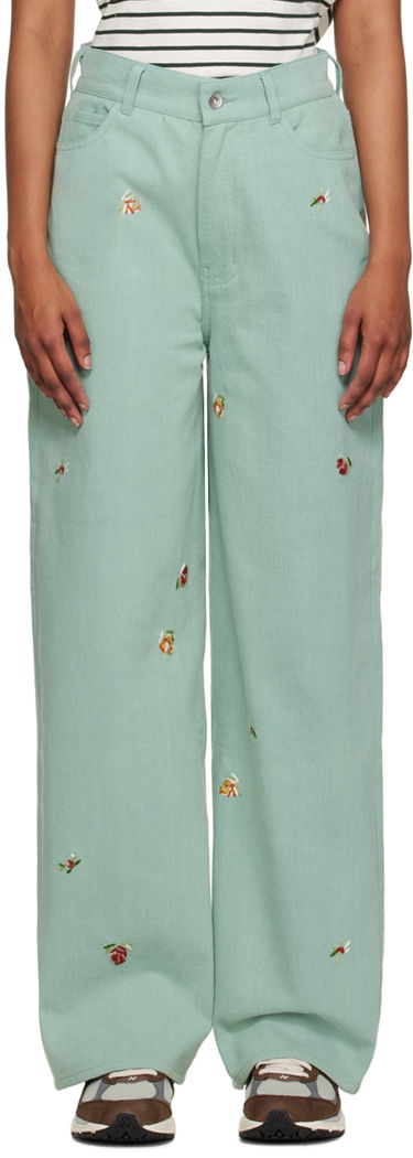 Kavbojke YMC YMC Embroidered Papa Jeans Zelena | Q4UAF, 0