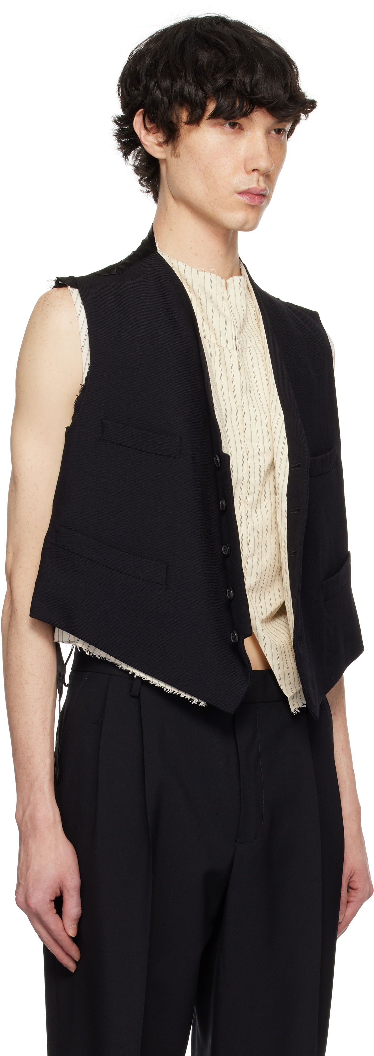 Telovnik Maison Margiela Maison Margiela Raw Edge Waistcoat Črna | S50FB0110 S53915, 1