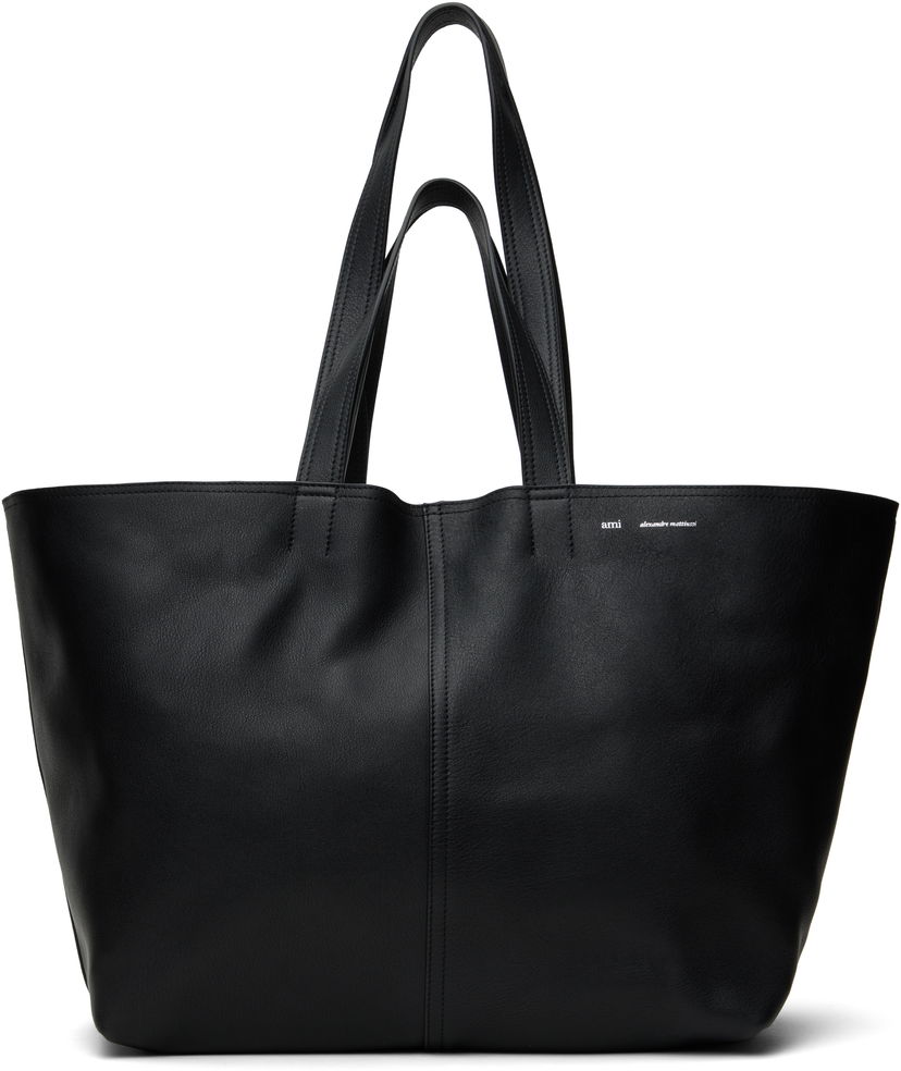 Tote bag AMI AMI Paris Leather Midi Tote Črna | ULL025.AL0090
