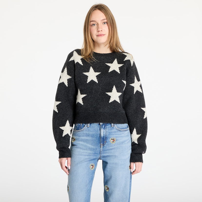 Pleteni pulover Tommy Hilfiger Star Pattern Sweater Črna | DW0DW19915 0GL
