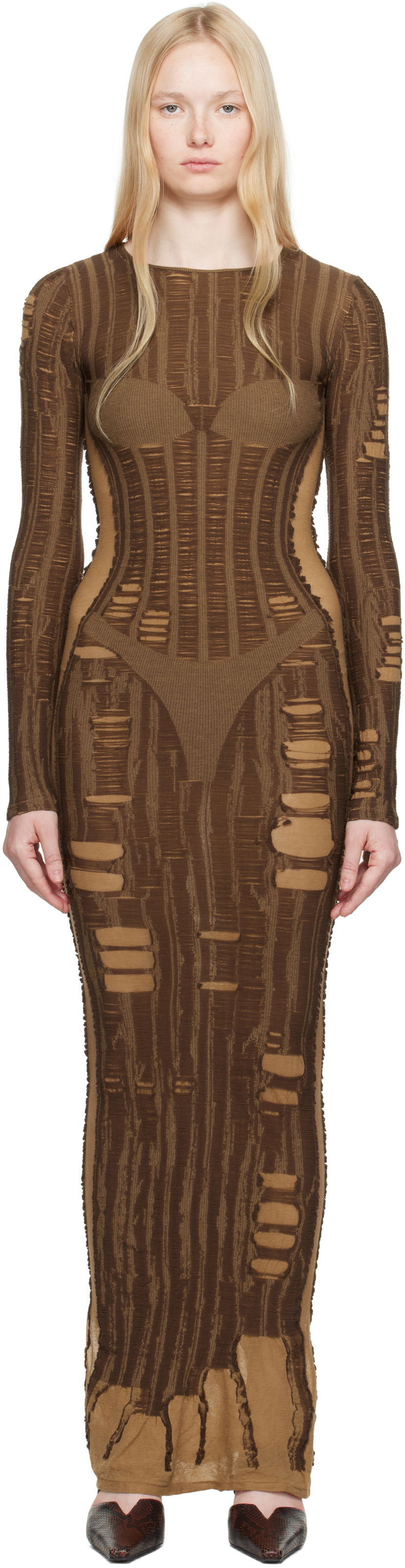 Obleke Diesel Diesel M-Calimera Maxi Dress Rjava | A18125 0BJBI