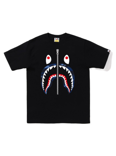 Majica BAPE Color Camo Silver Zip Shark Tee Črna | 1I70-110-018