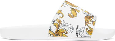 Superge in čevlji Versace Versace Jeans Couture Outline Barocco Pool Slides Bela | E78YA3SQ4_EZS365, 0