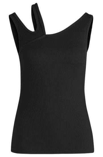 Majica brez rokavov BOSS Ribbed Cut-Out Tank Top Črna | 50537044