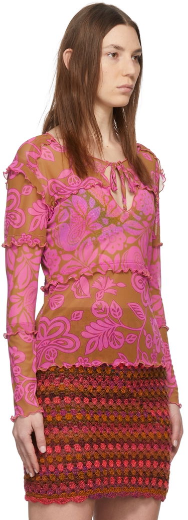 Majica Anna Sui Anna Sui Paradisiac Combo Mesh Top Zelena | 222D21, 4