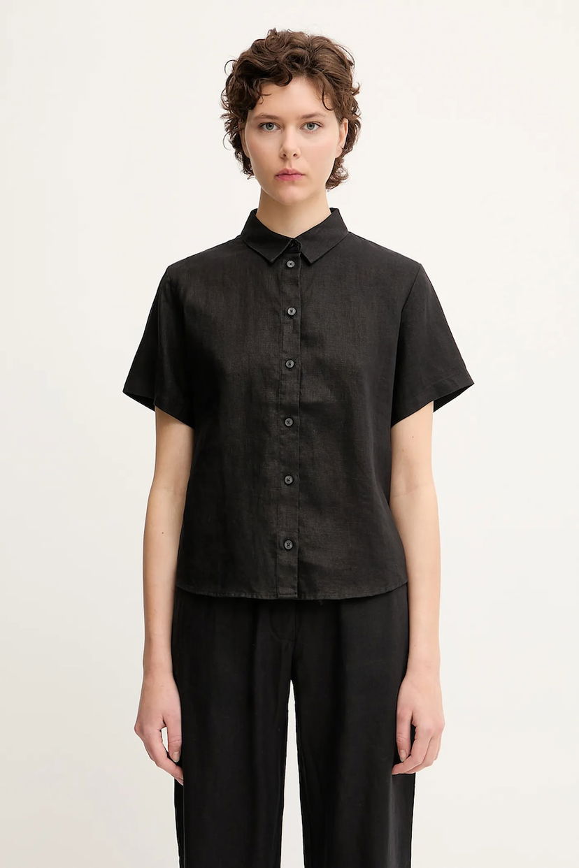 Srajce Samsoe Samsoe Samsoe Samsoe MINA Linen Regular Fit Collared Shirt Črna | F23900009