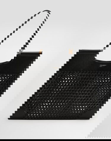 Tote bag Dolce & Gabbana Dolce & Gabbana Sicily Tote Bag with Straw and Calfskin Weave Črna | BB7727B9S678B956, 0