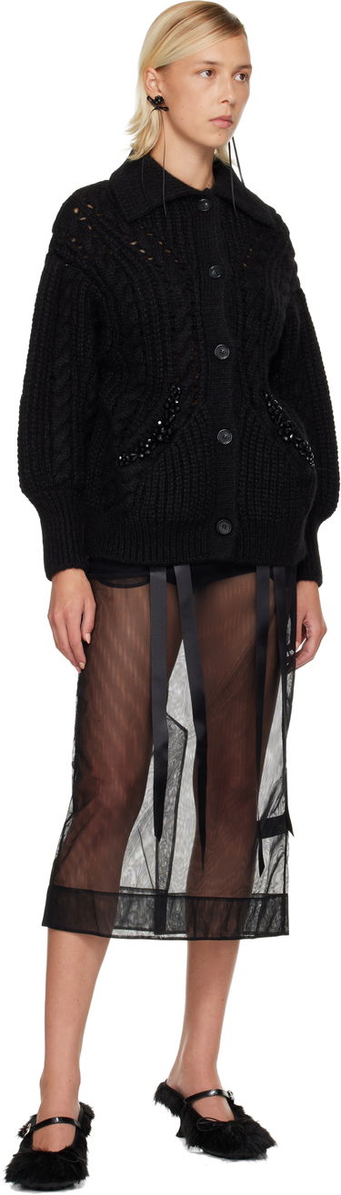 Pleteni pulover Simone Rocha Simone Rocha Sculpted Chunky Knit Cardigan Črna | MZMK1B 0665, 3