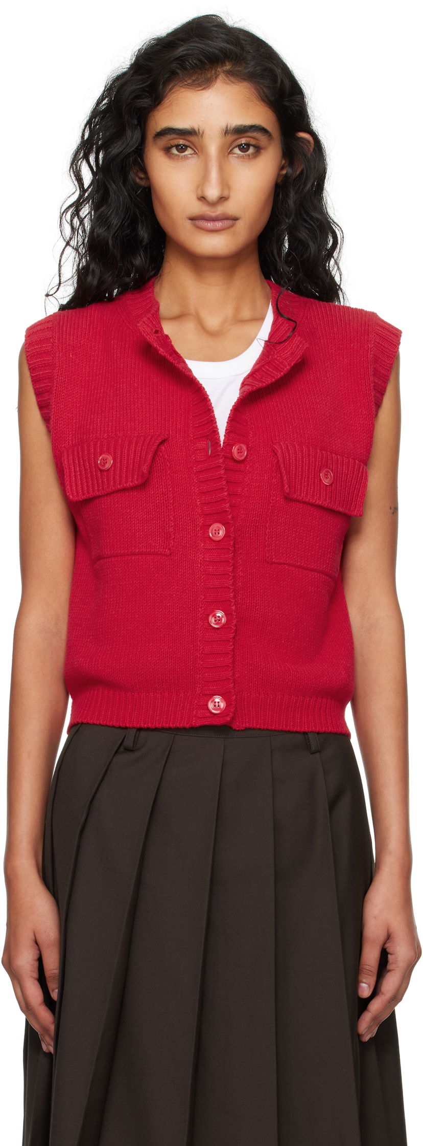 Telovnik Max Mara Max Mara Caprara Knit Vest Rdeča | 2525356031600
