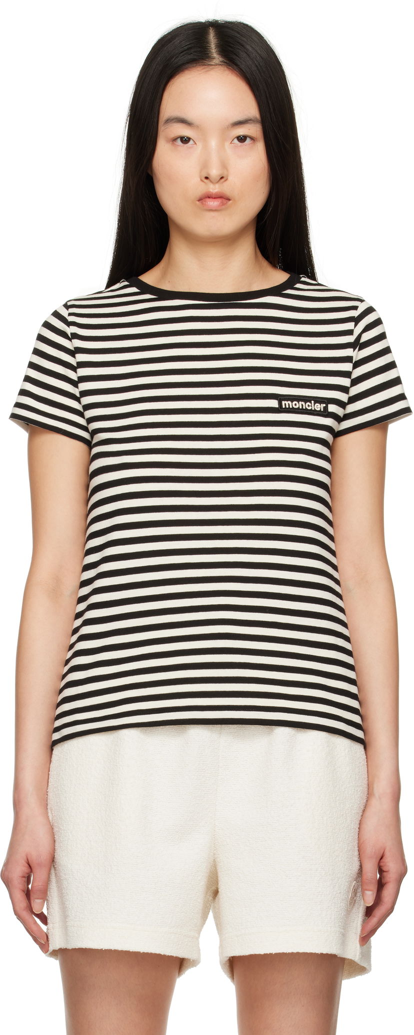 Majica Moncler Moncler Striped T-Shirt Črna | K10938C0004989AZC