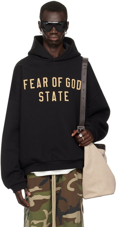 Pulover Fear of God Fear of God ESSENTIALS Printed Logo Hoodie Črna | 192BT246250F, 0