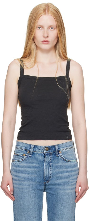 Majica brez rokavov rag & bone Rag & Bone Slub Square Neck Tank Top Črna | WCC25ST010CH10, 0