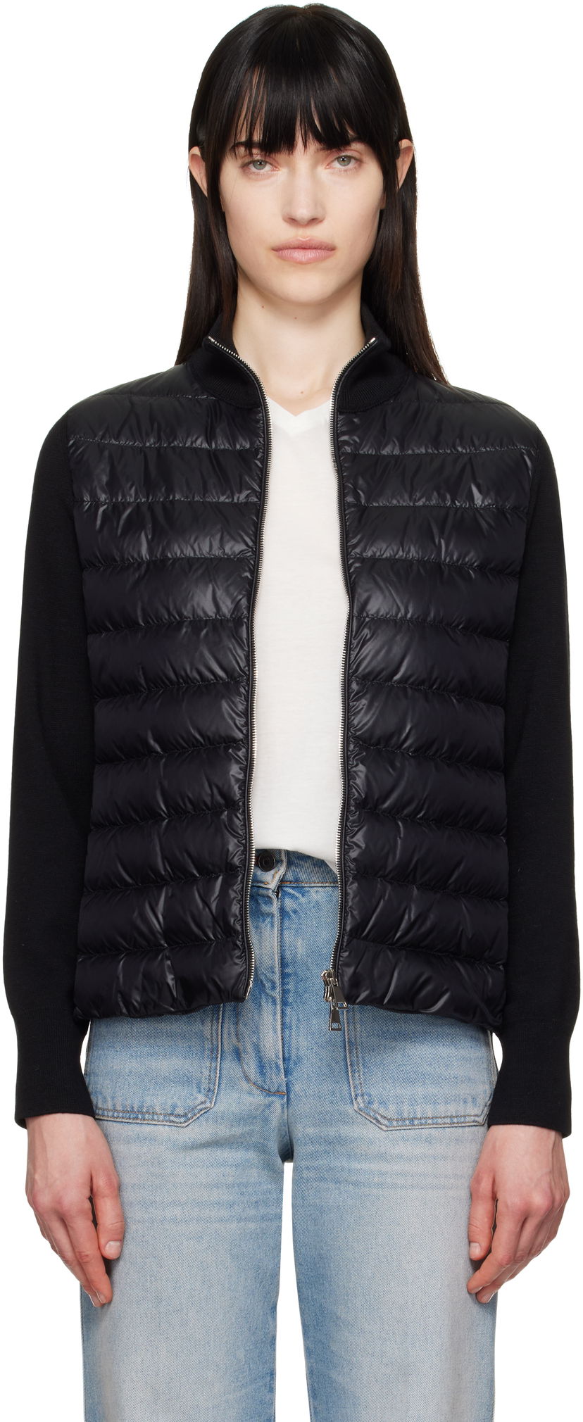 Pleteni pulover Moncler Moncler Padded Wool Zip-Up Jacket Črna | K10939B00025M1131
