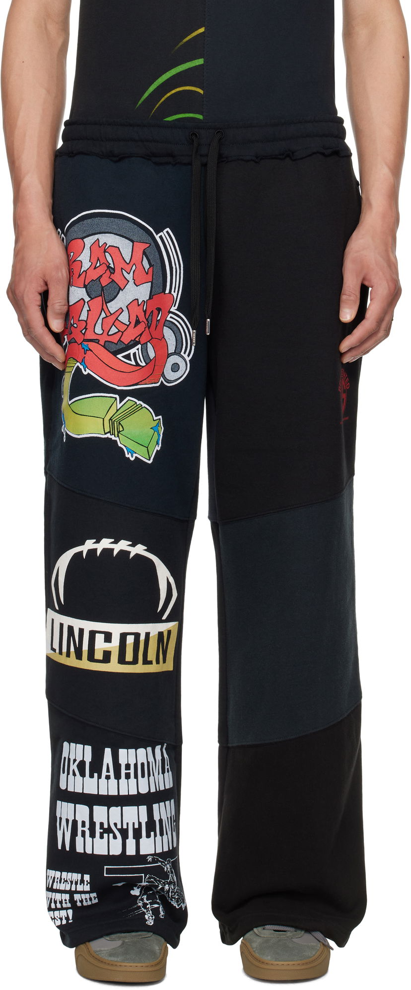 Trenirka Marine Serre Marine Serre Regenerated Graphic Patchwork Sweatpants Črna | UPA051B UJER0007