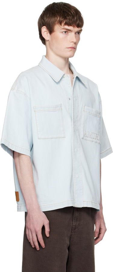 Srajce AMIRI AMIRI 3D Short Sleeve Snap Denim Shirt Črna | AMDNIR1041, 4