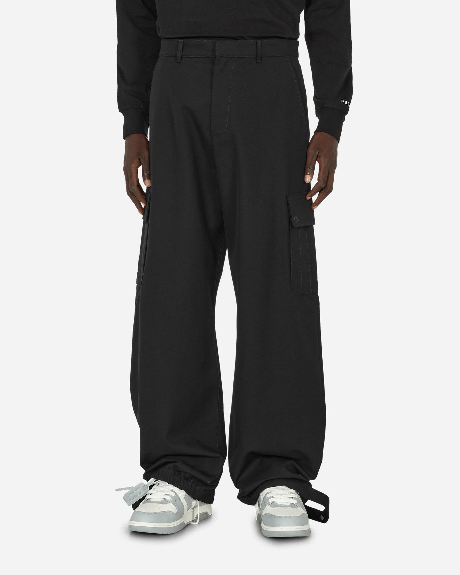 Cargo hlače Off-White Embroidered Wool Cargo Pants Black Črna | OMCF037F23FAB001 1010, 1