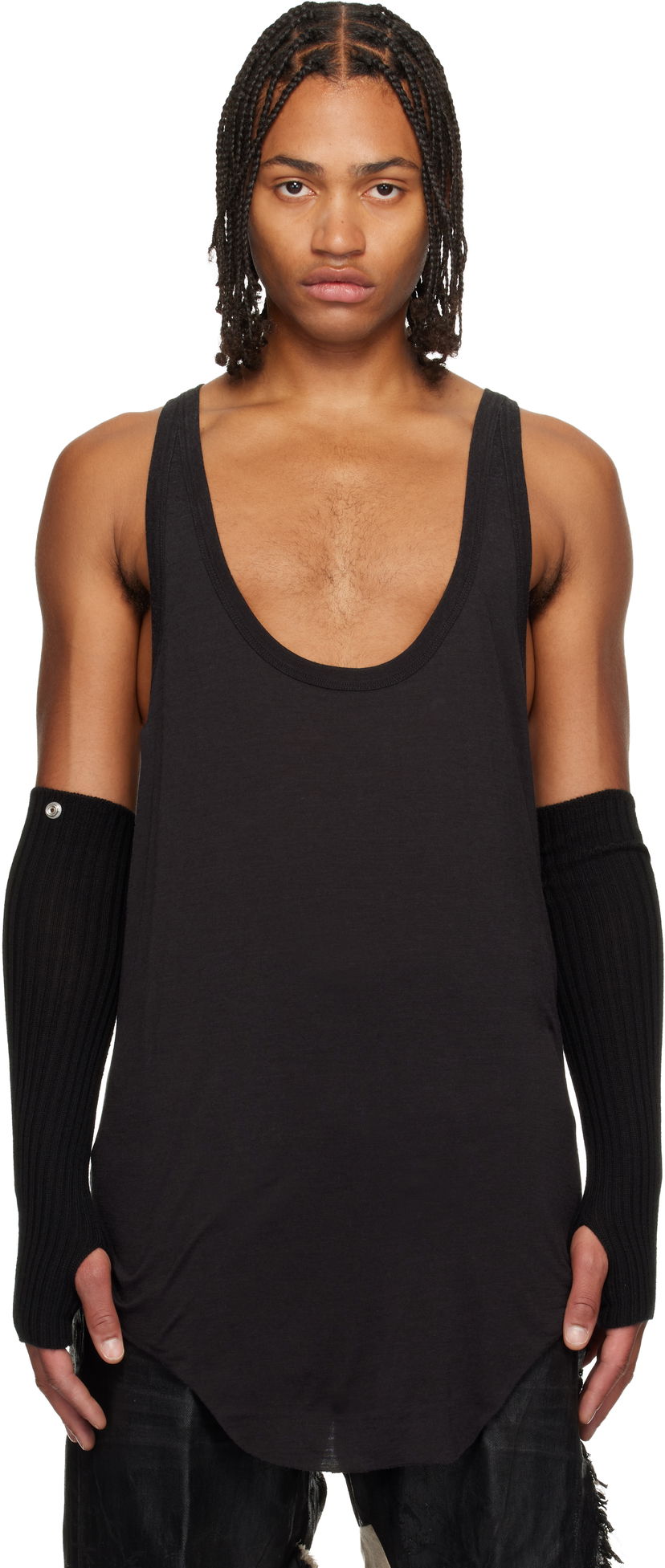 Majica brez rokavov Rick Owens Concordians Pony Deep Scoop Neck Tank Top Črna | RR02E1101 JSW