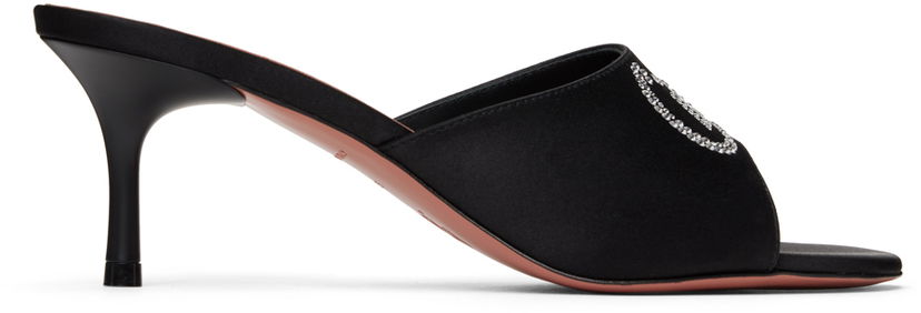 Modni dodatki Amina Muaddi Amina Muaddi 'Bella' 60 Heeled Sandals Črna | BELLA SLIPPER 60 BLOCK SATIN